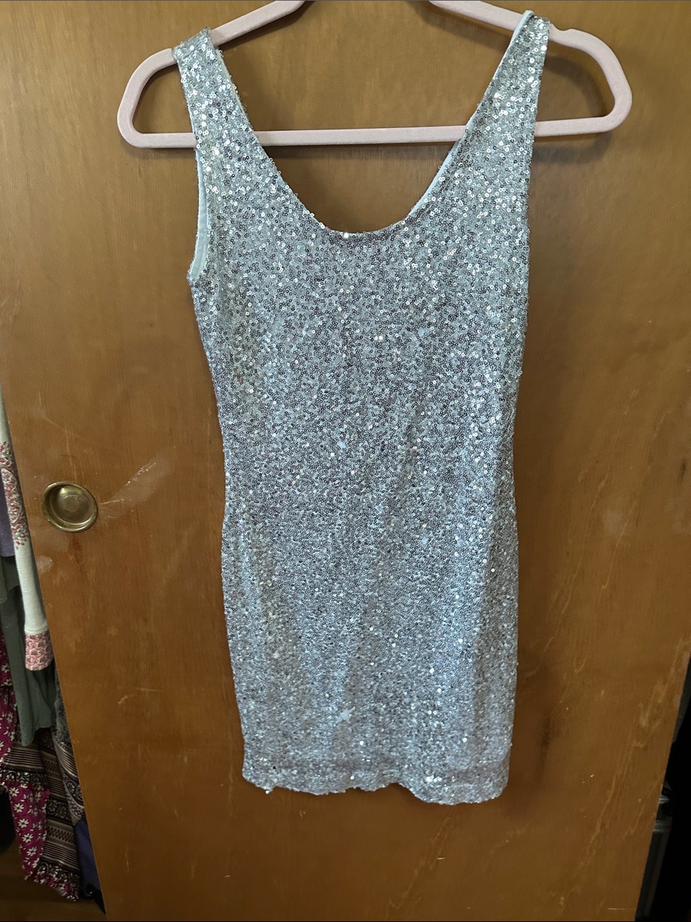 Rue21 Silver Sequin Scoop Neck Mini Dress